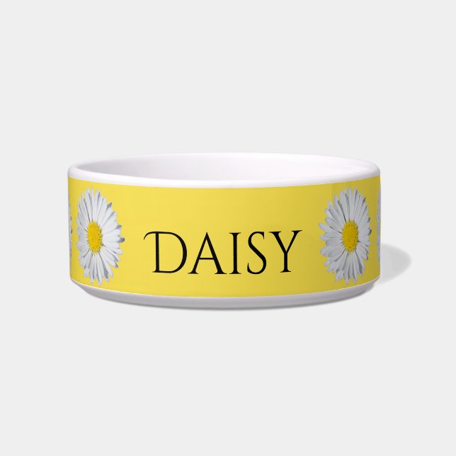 Yellow Daisy Blooms Personalized Pet Dish Voerbakje (Voorkant)