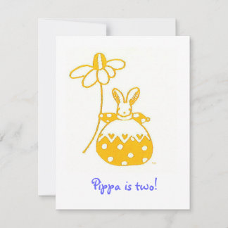 Yellow Daisy Bunny verjaardaguitnodiging Kaart