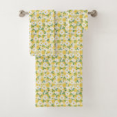 Yellow Daisy Floral Gingham Towel Set (En situation)