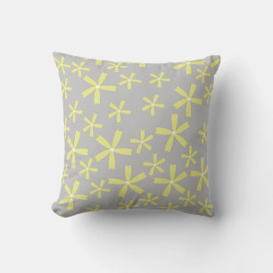 Yellow Daisy Floral Grey Background Pattern Kussen