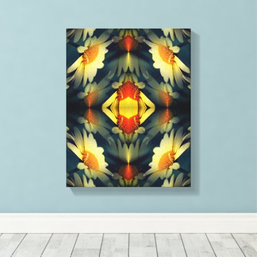 Yellow Daisy Flower Abstract Canvas Afdruk (Insitu (Houten vloer))