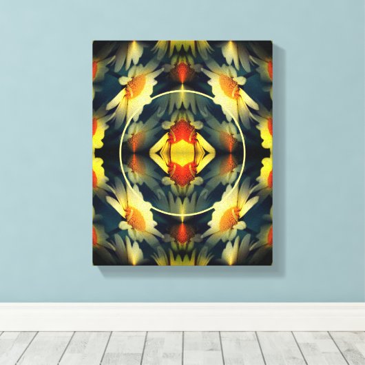 Yellow Daisy Flower Abstract Creëer Uw eigen foto Canvas Afdruk (Insitu (Houten vloer))