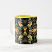 Yellow Daisy Flower Abstract gepersonaliseerd Tweekleurige Koffiemok (Voorkant links)