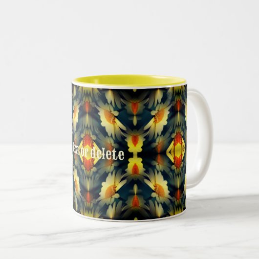 Yellow Daisy Flower Abstract gepersonaliseerd Tweekleurige Koffiemok (Voorkant rechts)