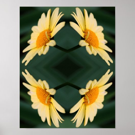 Yellow Daisy Flower Close Up Mirror Abstract Poster (Voorkant)