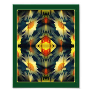 Yellow Daisy Flower Mirror Abstract 8x10 Foto Afdruk