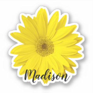 Yellow Daisy Flower Name Sticker