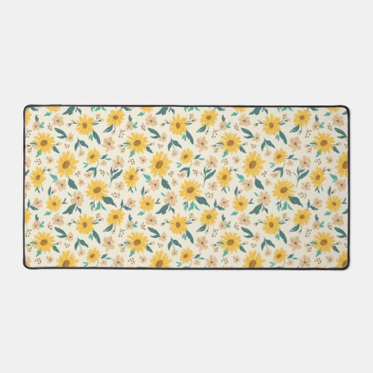 Yellow Daisy Flower Pattern Bureaumat (Voorkant)