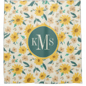 Yellow Daisy Flower Pattern Douchegordijn (Voorkant)