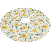 Yellow Daisy Flower Pattern Kerstboom Rok (Gekanteld)