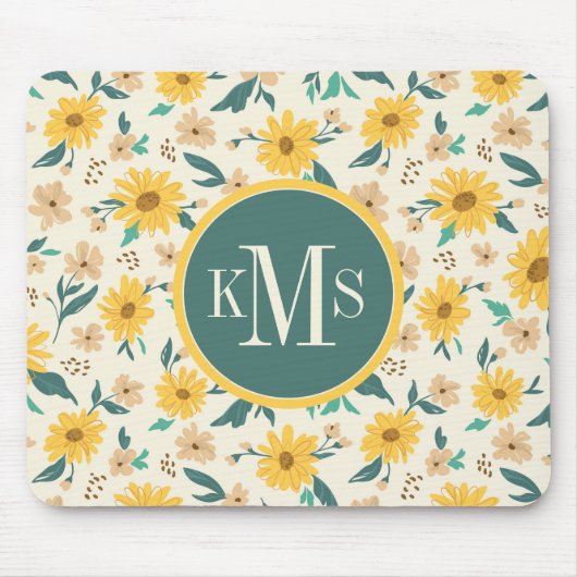 Yellow Daisy Flower Pattern Muismat (Voorkant)