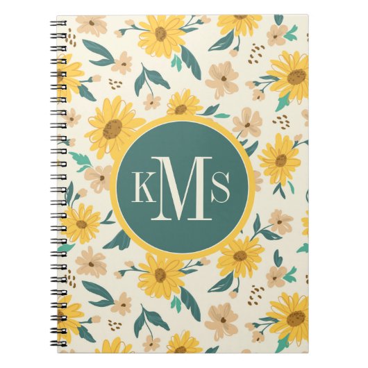 Yellow Daisy Flower Pattern Notitieboek (Voorkant)