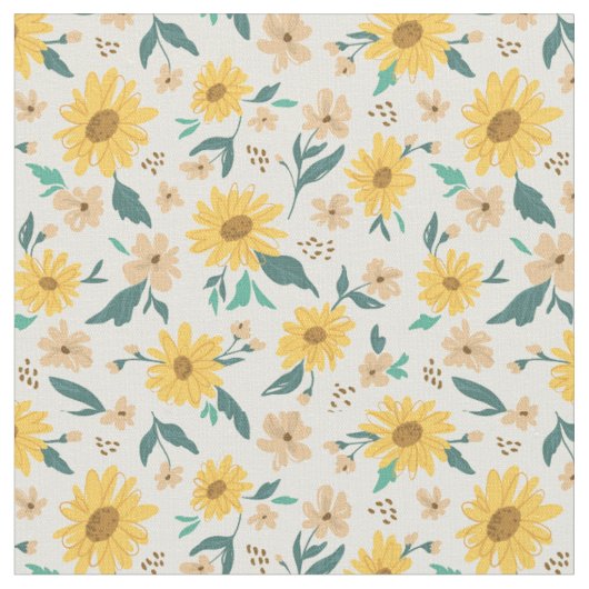 Yellow Daisy Flower Pattern Stof (Close Up)