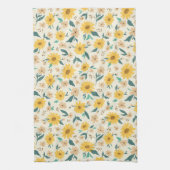 Yellow Daisy Flower Pattern Theedoek (Verticaal)