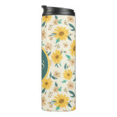Yellow Daisy Flower Pattern Thermosbeker (Geroteerd rechts)