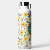 Yellow Daisy Flower Pattern Waterfles (Voorkant)