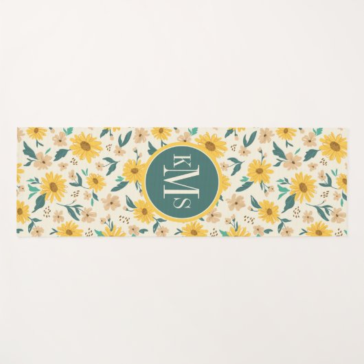 Yellow Daisy Flower Pattern Yogamat (Voorkant (horizontaal))
