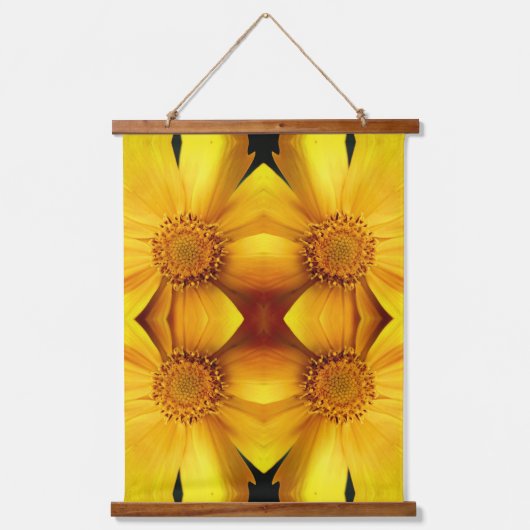 Yellow Daisy Flower Petals Abstract Hangend Wandkleed (Voorkant)