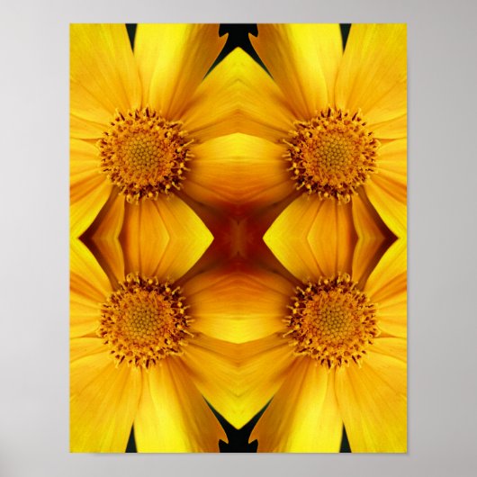 Yellow Daisy Flower Petals Abstract Poster (Voorkant)