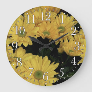 Yellow Daisy Flowers Floral Photo Clock Grote Klok