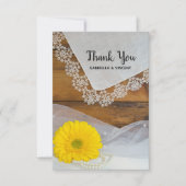 Yellow Daisy Lace Country Barn Weddenschap Bedankt (Voorkant)