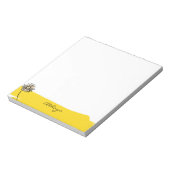 Yellow Daisy Line Art Aangepaste tekst Notitieblok (Gedraaid)