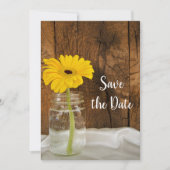 Yellow Daisy Mason Jar Barn Wedding Save the Date (Voorkant)