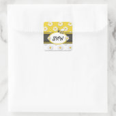 Yellow Daisy Monogram Vierkante Sticker (Tas)