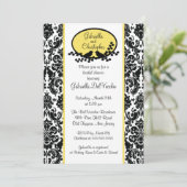 Yellow Damask Bridal Shower Invitation Kaart (Staand voorkant)