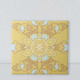 Yellow Damask Elegant esthetische Vintage Tegeltje