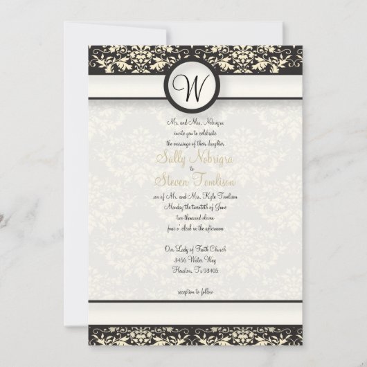 Yellow Damask Wedding Kaart (Voorkant)