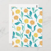 Yellow Dandelion Floral Pattern - Natuur-geïnspire Briefkaart (Voorkant / Achterkant)
