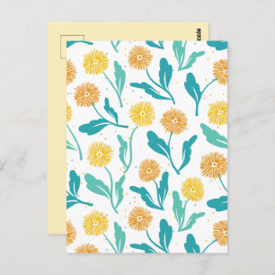 Yellow Dandelion Floral Pattern - Natuur-geïnspire Briefkaart