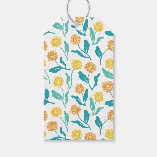 Yellow Dandelion Floral Pattern - Natuur-geïnspire Cadeaulabel (Voorkant)