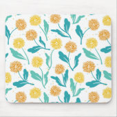 Yellow Dandelion Floral Pattern - Natuur-geïnspire Muismat (Voorkant)