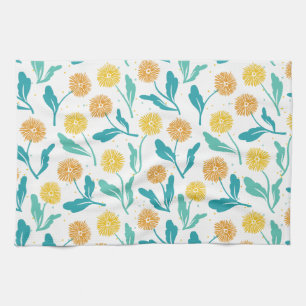 Yellow Dandelion Floral Pattern - Natuur-geïnspire Theedoek