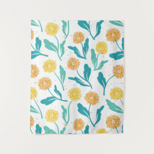Yellow Dandelion Floral Pattern - Natuur-geïnspire Wandkleed