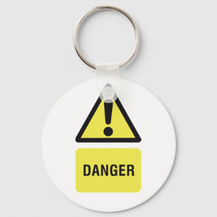 Yellow Danger Sign Sleutelhanger