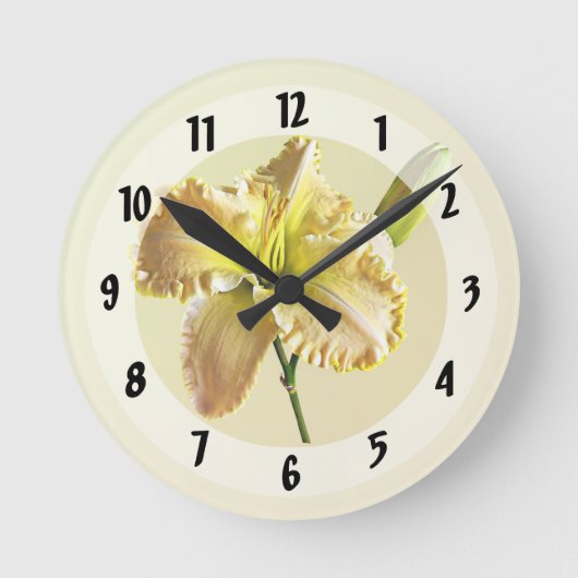 Yellow Day Lily Ronde Klok (Voorkant)