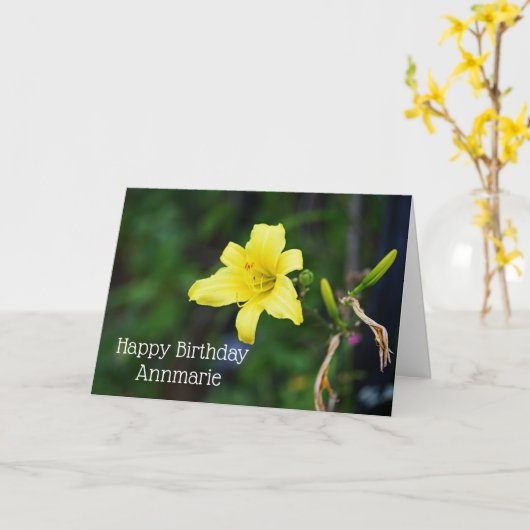 Yellow Daylily Elegant Flower Birthday Kaart (Gele Bloem)