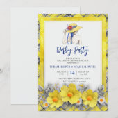 Yellow Derby Party Invitation Bridal Shower Plaid (Devant / Derrière)