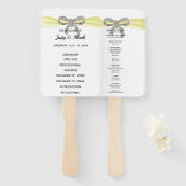 Yellow Diamond Bow Wedding Programme Handwaaier (Voorkant en achterkant)