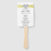Yellow Diamond Heart Wedding Programme Handwaaier (Voorkant)