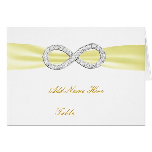 Yellow Diamond Infinity Wedding Table Place Card (Voorkant Horizontaal)