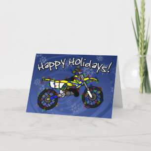 Yellow Dirt Bike-kerstkaart Feestdagen Kaart