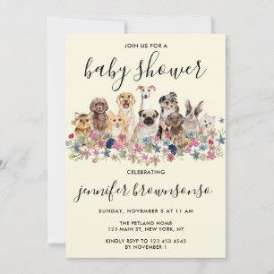 Yellow Dogs Pet Family celebration Baby shower Kaart