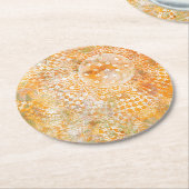 Yellow Doily Monoprint Design Ronde Kartonnen Onderzetter (Gebogen)