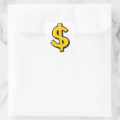 Yellow Dollar-symbool Vierkante Sticker (Tas)