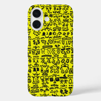 Yellow Doodle Pattern Phone Case – Abstract Black