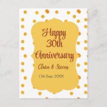 yellow dots glitter happy 30th anniversary wedding